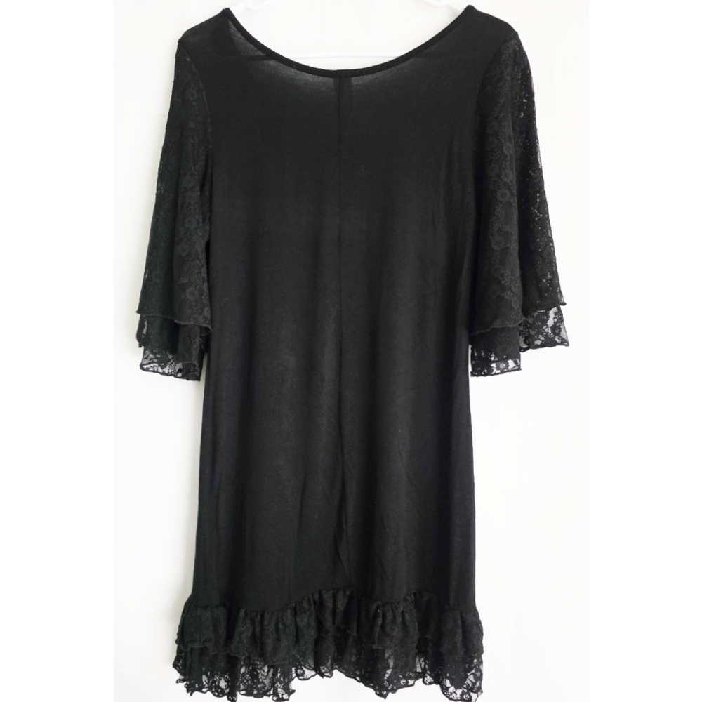LILYPAD Black Lace Trim Tunic Dress L - Picture 4 of 4